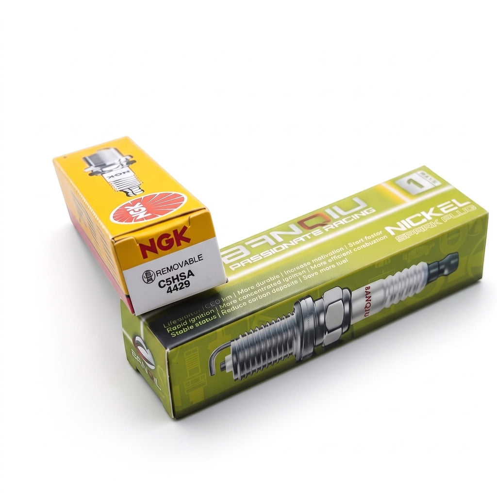 BANQIU Cambodia Co.,Ltd. C5HSA 镍合金火花塞，适用于四冲程摩托车及小型汽油发动机，包装盒展示